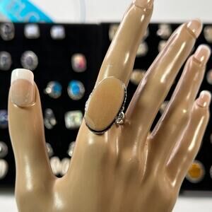 Aventurine gemstone, ring silver plated,‎ 925 handcrafted size 9